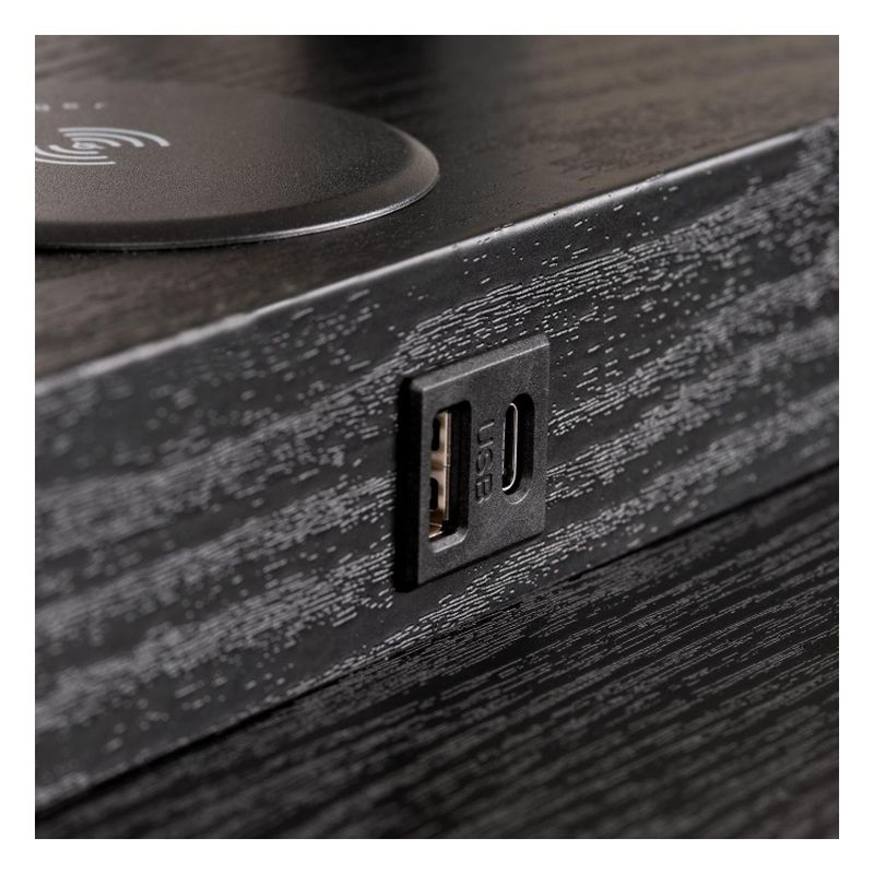 Lucide MENNO - Stojacia lampa - 1xE27 - S bezdrôtovou nabíjačkou - Čierna